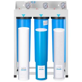 VEVOR Whole House Water Filter System, 3-Stage | Sediment, KDF, CTO | 4.5" x 20" Home Water Purifier Filter Reduce Heavy Metal, Lead, Mercury