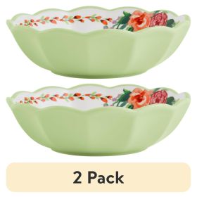 (2 pack)Painted Meadows 7.27-inch Floral Green Cereal Bowl