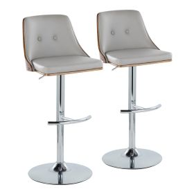 Gianna Mid-Century Modern Adjustable Barstool with Swivel in Chrome Metal