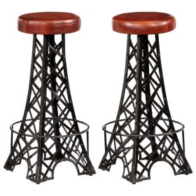 Bar Stool Set of 2 Brown and Black