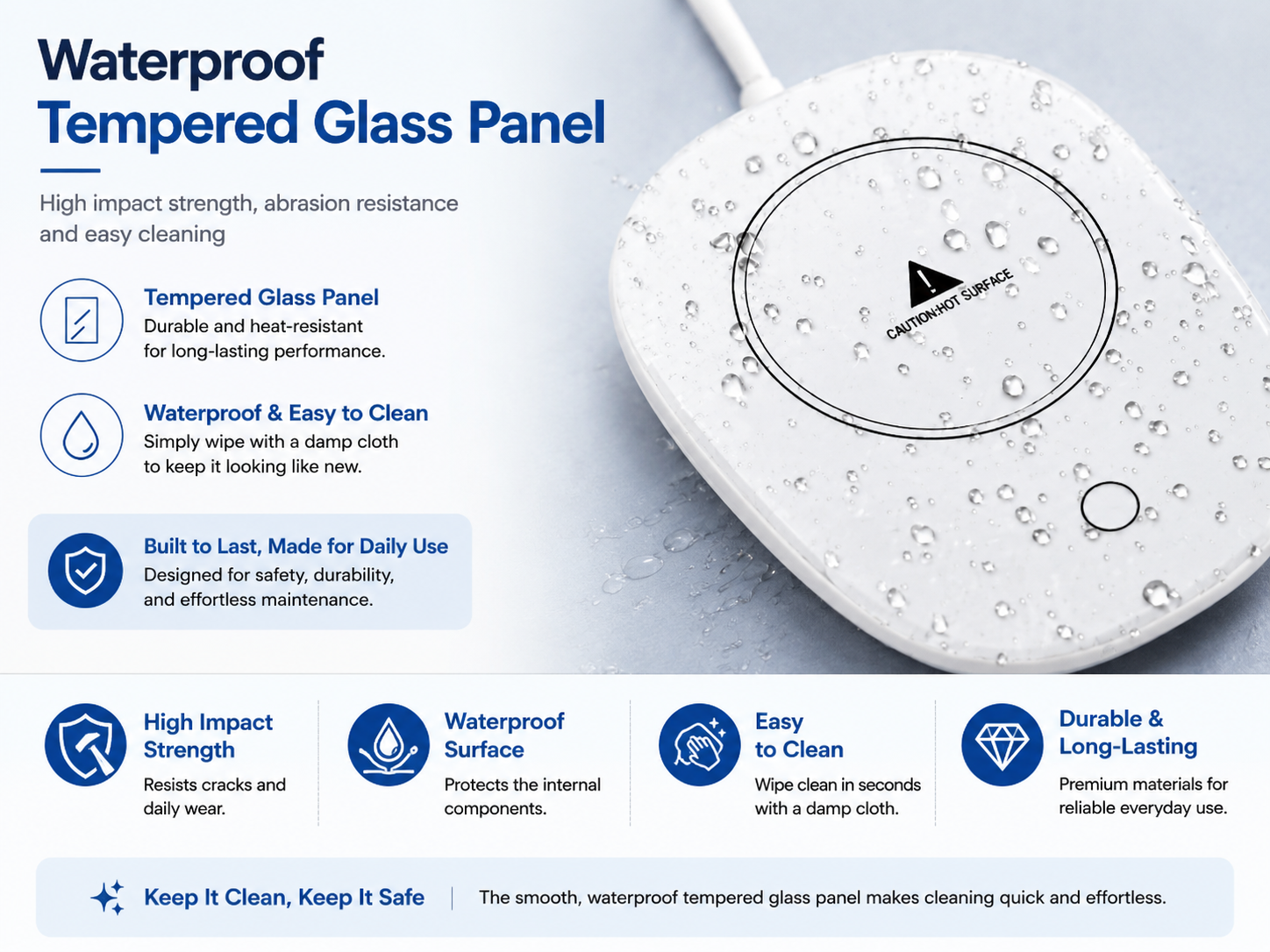 Waterproof Tempered Glass Smart Coffee Mug Warmer Waterproof Tempered Glass Smart Coffee Mug Warmer