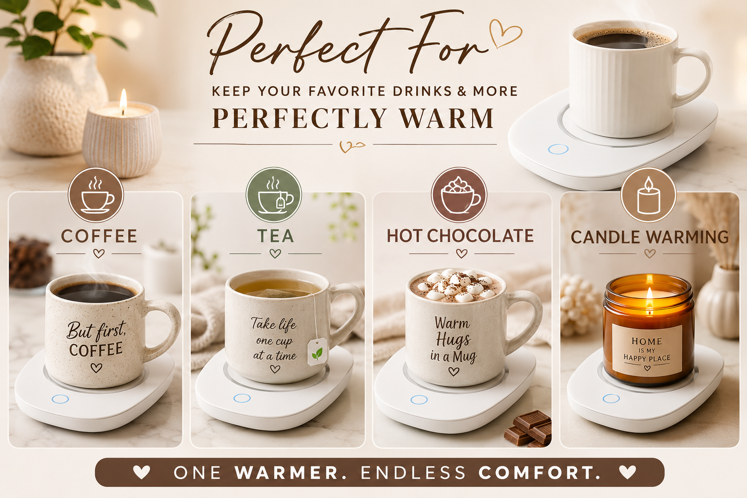 Coffee Mug Warmer for Coffee Tea Hot Chocolate and Candle Warming Coffee Mug Warmer for Coffee Tea Hot Chocolate and Candle Warming