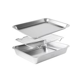 304 Stainless Steel Square Mesh Rack Roasting Pan - Multi-functional For Home Use Frying, Baking, Draining, And Roasting (Option: silver)