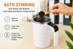 12 oz Self-Stirring Coffee Mug with LED Temperature Display | Rechargeable Magnetic Mixing Cup