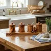 Handcrafted Olive Wood Coffee, Tea & Sugar Canister Set for Coffee Bars & Coffee Stations